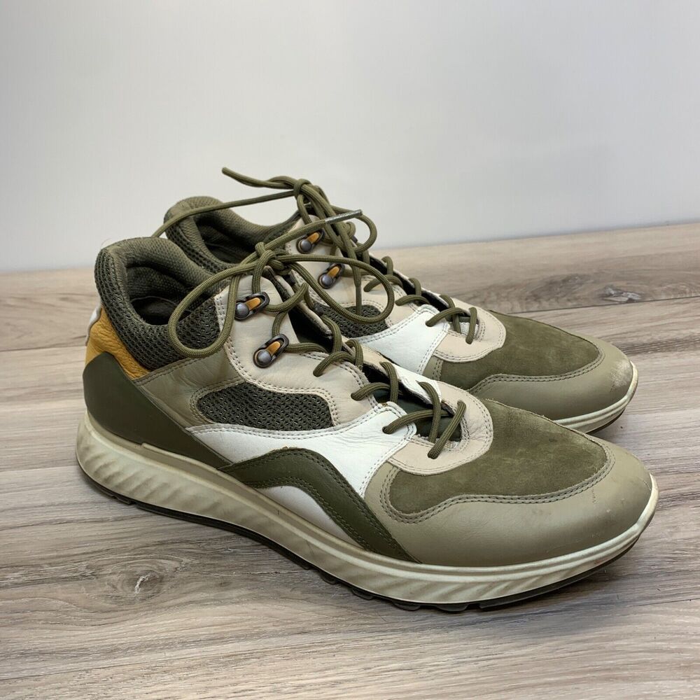 Ecco Men’s St.1 Lite Sage Green White Leather Perforated Sneakers Size 46/US‎ 12